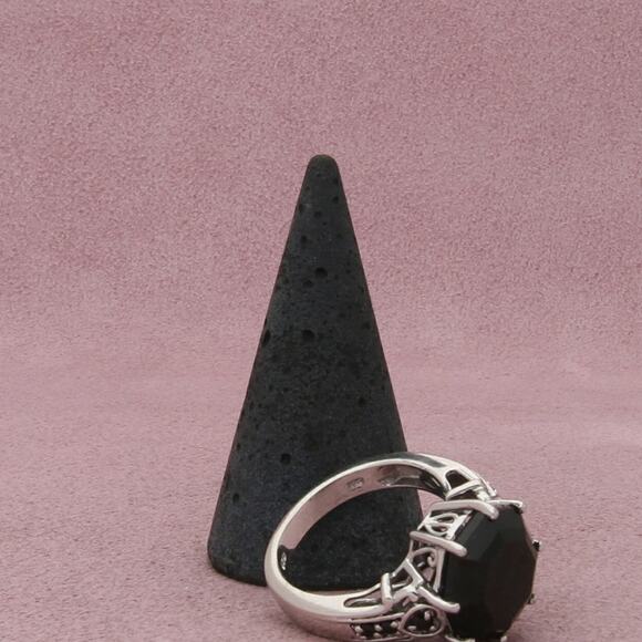 chuck clemency sterling silver black tourmaline ring size 10 - Picture 3 of 3